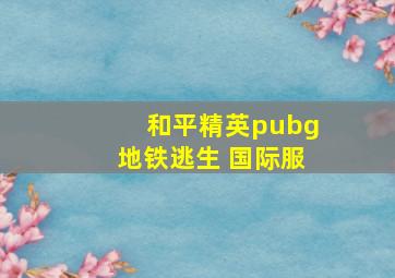 和平精英pubg地铁逃生 国际服